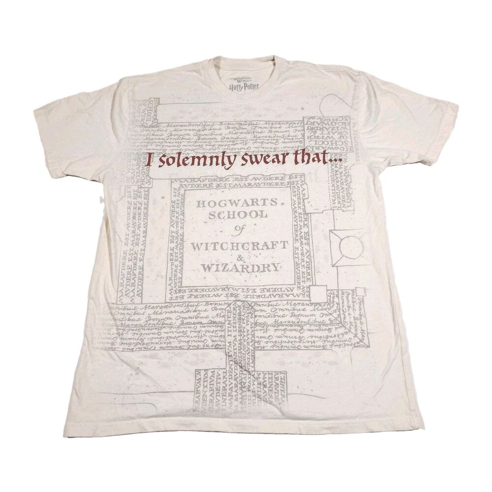 Harry Potter Wizarding World Hogwarts T-shirt Size L Universal Studios Marauders
